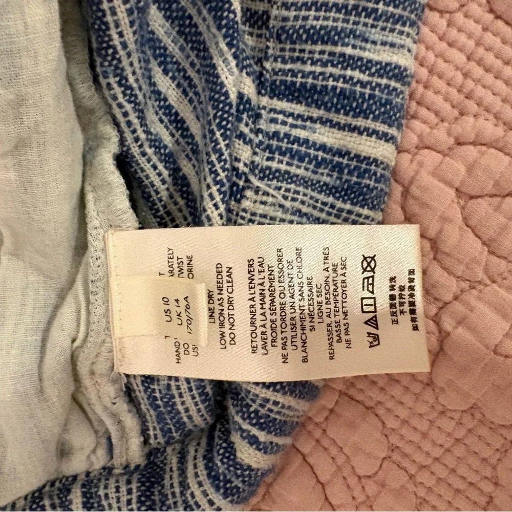 100% Cotton Free People Navy and Cream Striped Pants - Picture 7 of 10